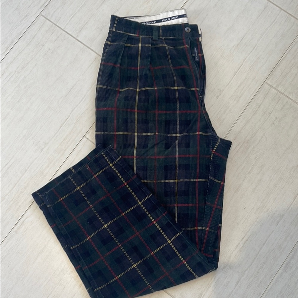 Red and Yellow Golf/dress Pants with Plaid Pattern